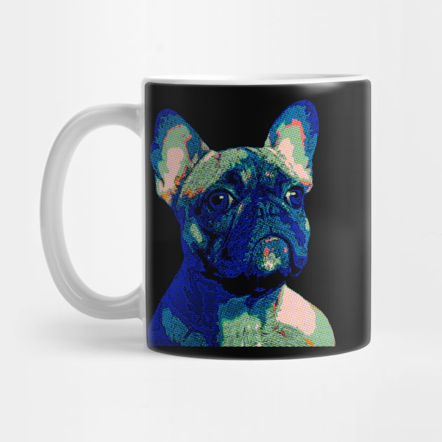 French bulldog blue green vintage style by Collagedream